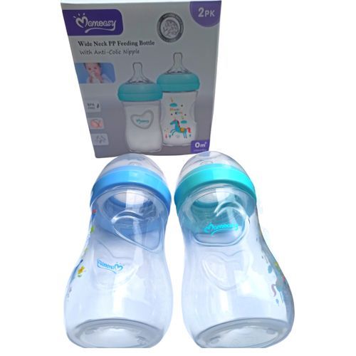 CLEARANCE OFFER Mom Easy Wide Neck Feeding Bottle With Soft Nipple 240ML (Twin-pack)