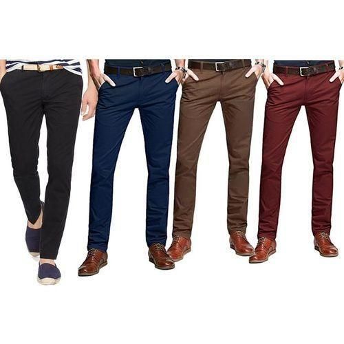 CLEARANCE OFFER 4-Pack Men's Slim Fit Trousers – Soft Khaki, Official & Casual Wear – Black, Navy Blue, Chocolate & Maroon