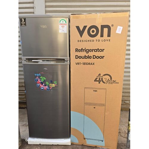 CLEARANCE OFFER VON VART-25NHS Double Door Fridge - 220L -