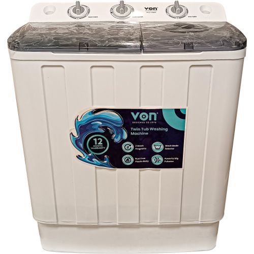 CLEARANCE OFFER VON VALS-75BWY Twin Tub Washing Machine - 7.5Kg