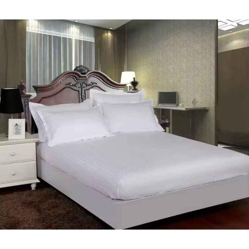 CLEARANCE OFFER Cotton Solid/Stripes Fitted Bedsheet Set, 5pc White Fitted Bedsheets 6*7, Fitted Bed Sheet Set, Elasticated Bedsheets