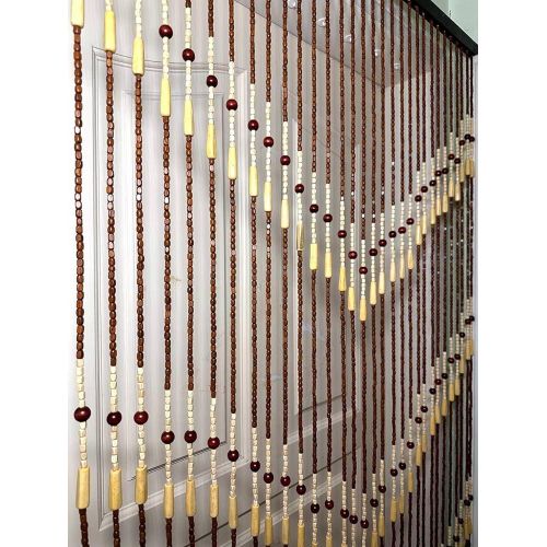 CLEARANCE OFFER Natural Wooden Beaded Door Curtain - Salon Style Room Divider & Decorative Doorway Hanging (1m X 1.5m)