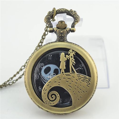 Fashion Lovers Skeleton Quarzt Pocket Watch with Chain Necklace Vintage Quartz Pendant Watches Clock Chain Mens Women