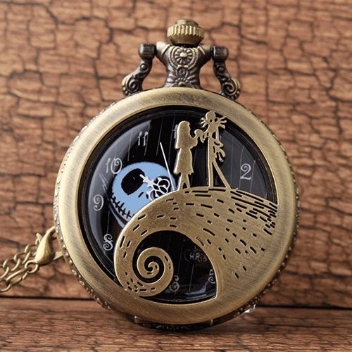 Fashion Lovers Skeleton Quarzt Pocket Watch with Chain Necklace Vintage Quartz Pendant Watches Clock Chain Mens Women