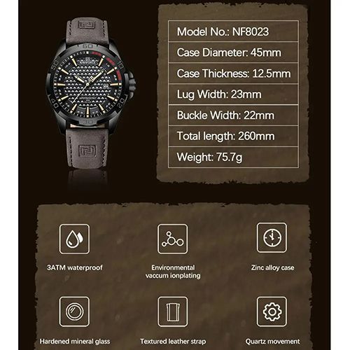 Men Casual Sport Military Quartz Calendar Wrist Watch for Man Business Leather Waterproof Male Clock