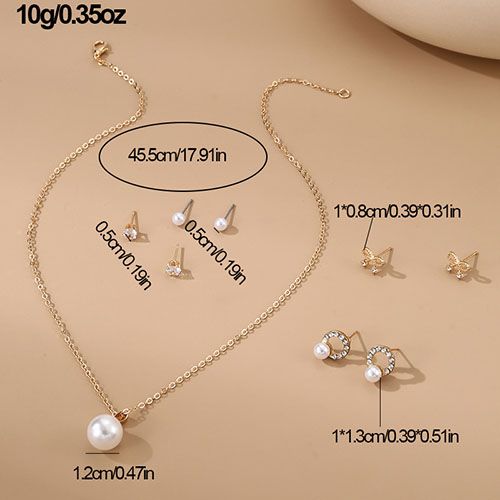 9pcs Earrings Pendant Set Pearl Earrings Necklaces Pendants Creative New Personality Pearl Chain Fashion Jewelry Sets White Pearl Diamond Beautiful Girls Women's Jewellery Valentine's Day gite