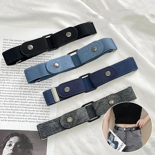 Buckle-Free Belt Adjustable Stretch Elastic Waist Band Invisible Belts Women Men Jean Pants Dress No Buckle Easy To Wear