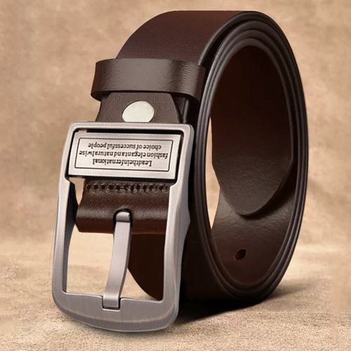 New Leather Cowhide Men's Belt Fashion Metal Alloy Pin Buckle Adult Luxury Brand Jeans Business Casual Waist Male Strap Brand