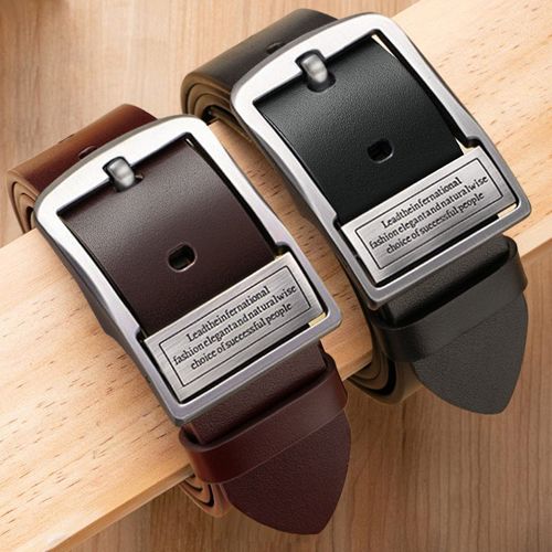 New Leather Cowhide Men's Belt Fashion Metal Alloy Pin Buckle Adult Luxury Brand Jeans Business Casual Waist Male Strap Brand