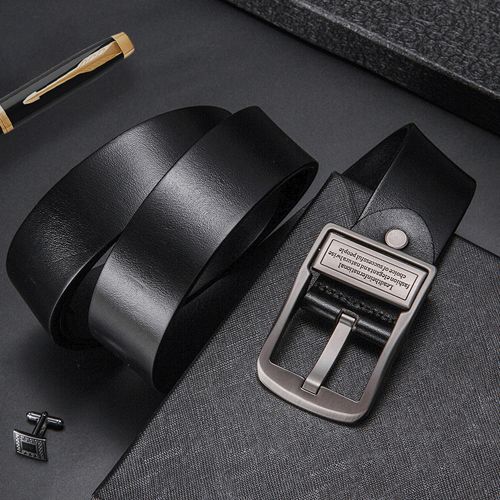 New Leather Cowhide Men's Belt Fashion Metal Alloy Pin Buckle Adult Luxury Brand Jeans Business Casual Waist Male Strap Brand
