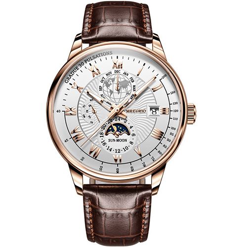 New Arrivals 2025 Men Watches Fashion Top Luxury Luminous Calendar Men's Sport Watch Quartz Male Wristwatch Moon Phase Leather Strap Wrist Watch Date Watches Man clock