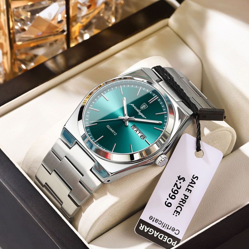 POEDAGAR Luxury Quartz Man Wristwatch Sport Men Watches Waterproof Luminous Date Week Stainless Steel Men's Watch Male
