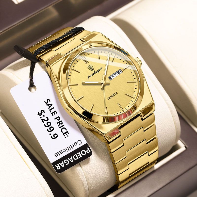 POEDAGAR Luxury Quartz Man Wristwatch Sport Men Watches Waterproof Luminous Date Week Stainless Steel Men's Watch Male