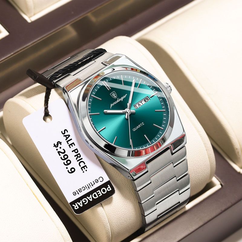 POEDAGAR Luxury Quartz Man Wristwatch Sport Men Watches Waterproof Luminous Date Week Stainless Steel Men's Watch Male