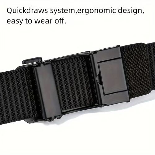 New Arrivals Men's Belt Automatic Metal Buckle Nylon Webbing Outdoor Work Tactical Belt Toothless Automatic Buckle Casual Sports Canvas Belts Military Training Pants Belt For Men High Quality  Nylon S