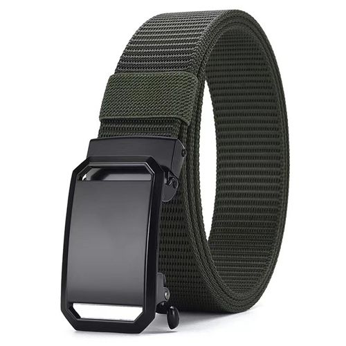 New Arrivals Men's Belt Automatic Metal Buckle Nylon Webbing Outdoor Work Tactical Belt Toothless Automatic Buckle Casual Sports Canvas Belts Military Training Pants Belt For Men High Quality  Nylon S Green