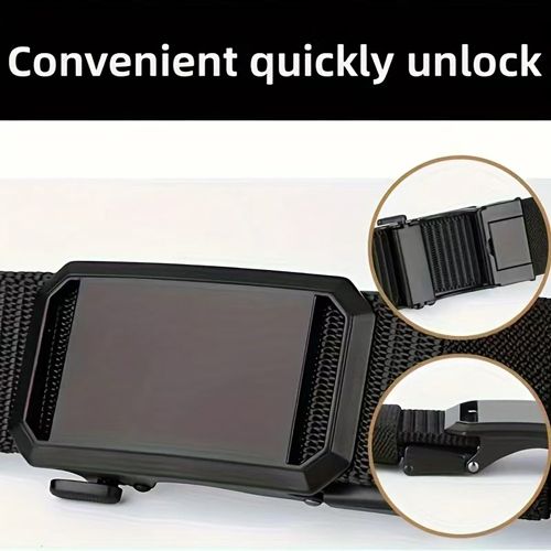 New Arrivals Men's Belt Automatic Metal Buckle Nylon Webbing Outdoor Work Tactical Belt Toothless Automatic Buckle Casual Sports Canvas Belts Military Training Pants Belt For Men High Quality  Nylon S