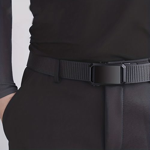 New Arrivals Men's Belt Automatic Metal Buckle Nylon Webbing Outdoor Work Tactical Belt Toothless Automatic Buckle Casual Sports Canvas Belts Military Training Pants Belt For Men High Quality  Nylon S
