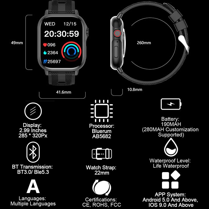2025 Smartwatch Health Monitoring Watches Waterproof Sport Fitness Bracelet New Arrivals Smart Watch Bluetooth Calling Heart Rate Monitor Smart Watch For Smart Phones