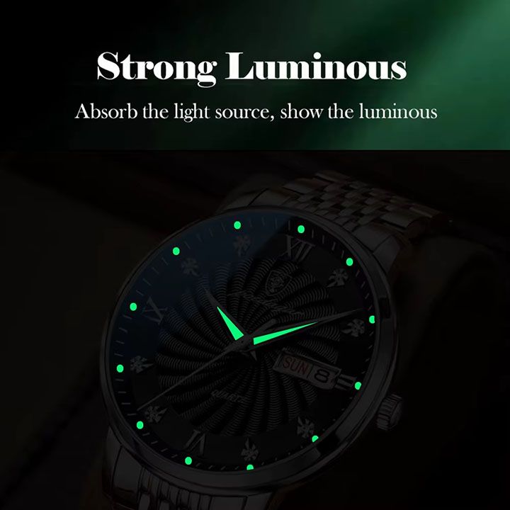 POEDAGAR Men watches Waterproof Luminous Date Week Men's Quartz Dual Calendar Wristwatch Stainless Steel Fashion Sports Men Watches High Quality Quartz Clock Business Men's Watches