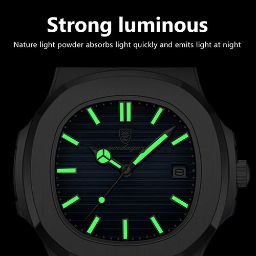 POEDAGAR Men watches Luxury Brand Square Watches Waterproof Luminous Date Quartz Watches Men's Wristwatch Leather Sports Watch High Quality Luminous Calendar Full-automatic Wrist Watch