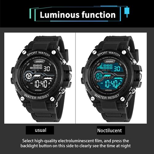 New Men's Outdoor Mountaineering Sports Watch Fashion Watch Student Multi-function Luminous Alarm Timing Electronic Watch