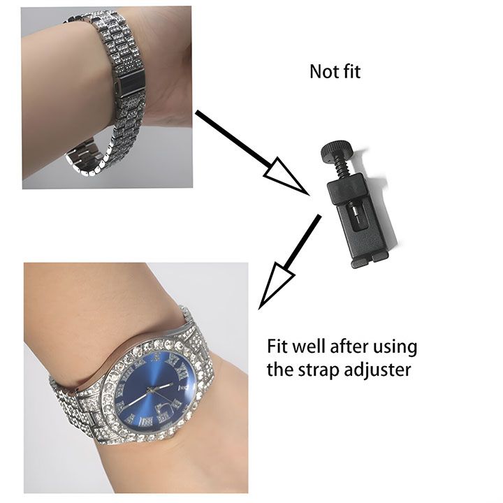 3pcs Men's Watch Set Necklace+Watch+Bracelet Rapper Cuban Chain For Men African Full Iced Out Watch, Jewelry Inlay Diamond Watch Big Chains Hip Hop With Strap Adjuster Stylish Jewelry Gift Set