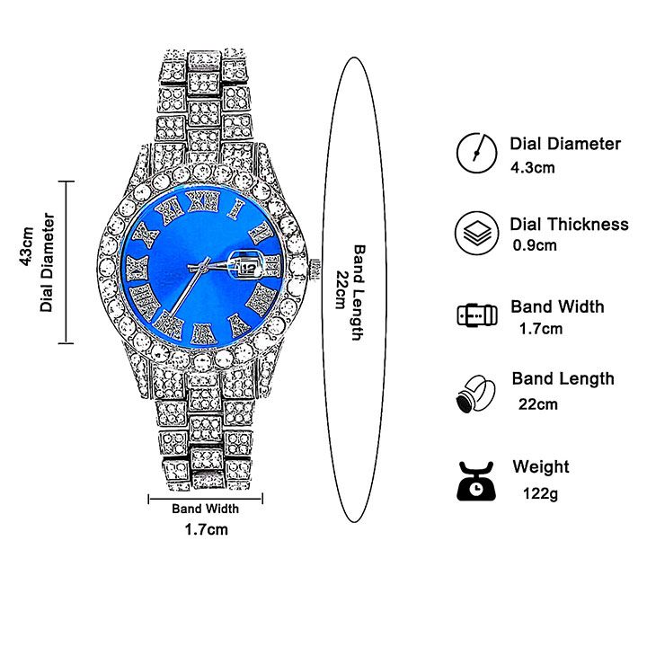 Iced Out Luxury Popular set Watch+Bracelet+Necklace With Gift Box Cuban Chain Cross Pendent Jewelry HipHop Style For Men Women