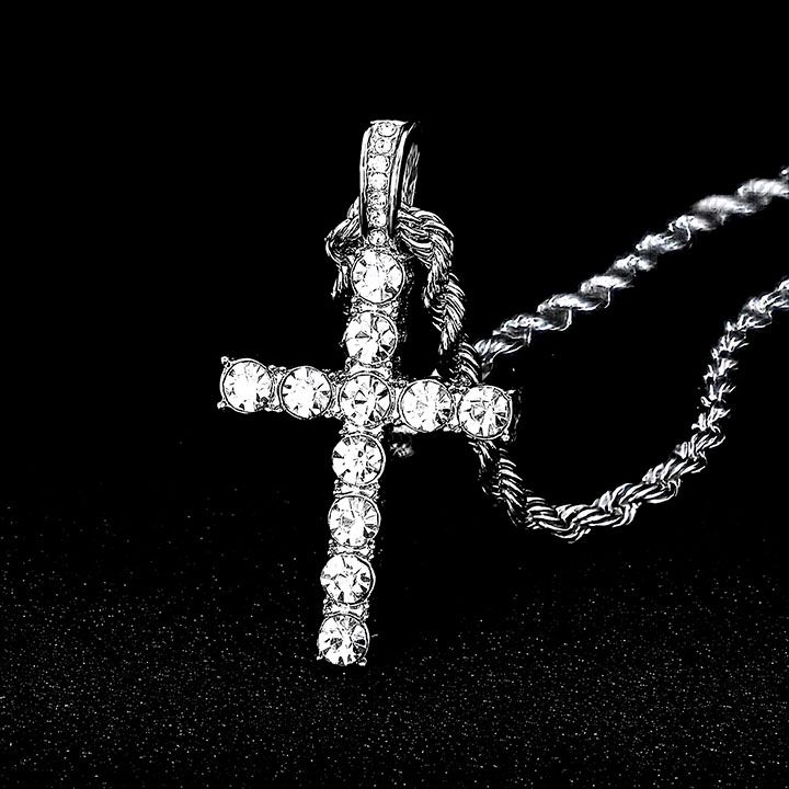 Iced Out Luxury Popular set Watch+Bracelet+Necklace With Gift Box Cuban Chain Cross Pendent Jewelry HipHop Style For Men Women
