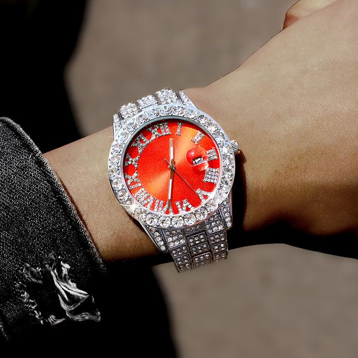 Iced Out Luxury Popular set Watch+Bracelet+Necklace With Gift Box Cuban Chain Cross Pendent Jewelry HipHop Style For Men Women