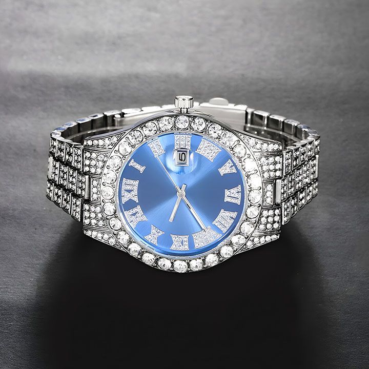 Iced Out Luxury Popular set Watch+Bracelet+Necklace With Gift Box Cuban Chain Cross Pendent Jewelry HipHop Style For Men Women