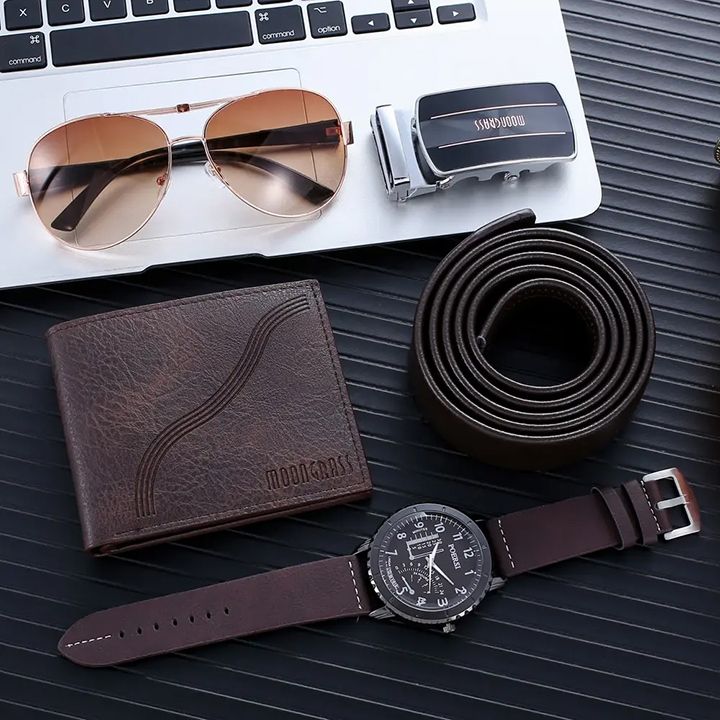 Men Gift Box Set Creative Watches Automatic Buckle Belt Purse Sunglasses Luxury Gifts Set Quartz watch Leather Belt Leather Wallet Creative Holiday Combo Set Christmas Gift Valentines Gifts