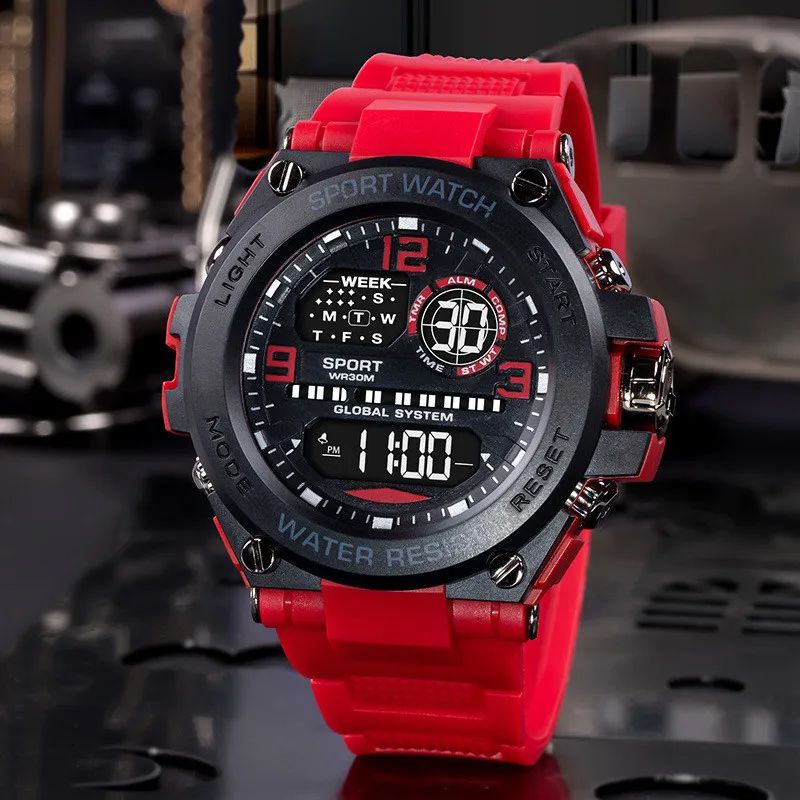 Men Watch Outdoor Sport Watches Multifunction Electronic Watches  Anti Drop and Shock-absorbing Wristwatches, Chrono Waterproof Men Watches Led Digital Watch