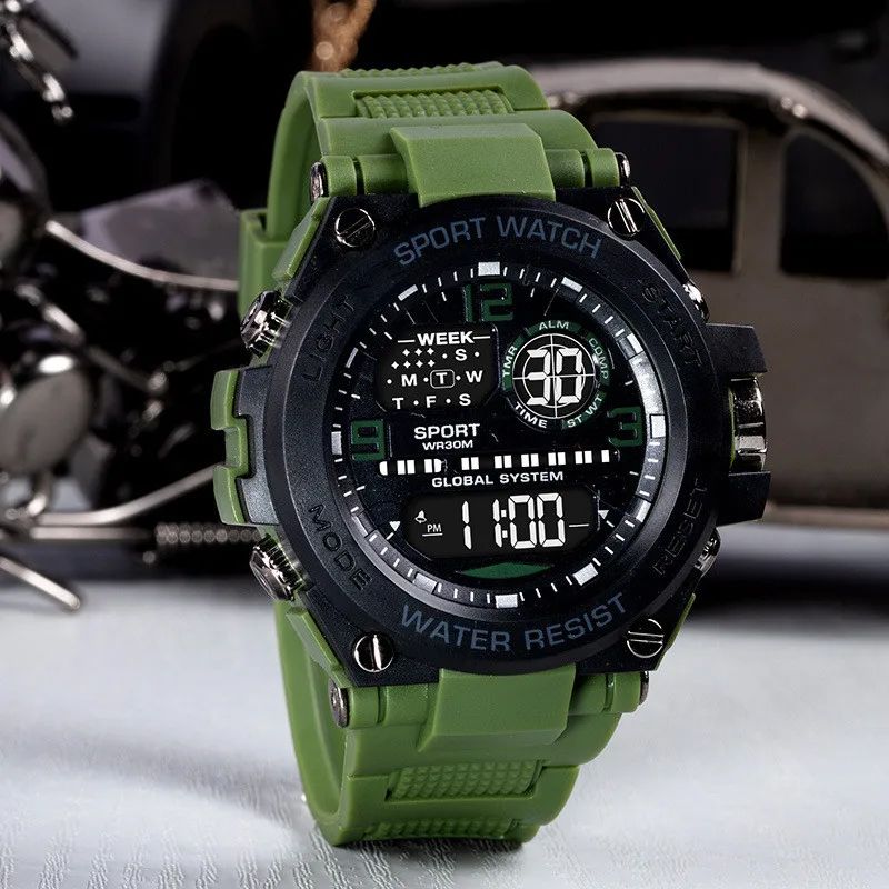 Men Watch Outdoor Sport Watches Multifunction Electronic Watches  Anti Drop and Shock-absorbing Wristwatches, Chrono Waterproof Men Watches Led Digital Watch
