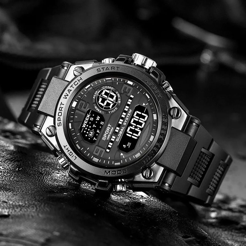 Men Watch Outdoor Sport Watches Multifunction Electronic Watches  Anti Drop and Shock-absorbing Wristwatches, Chrono Waterproof Men Watches Led Digital Watch