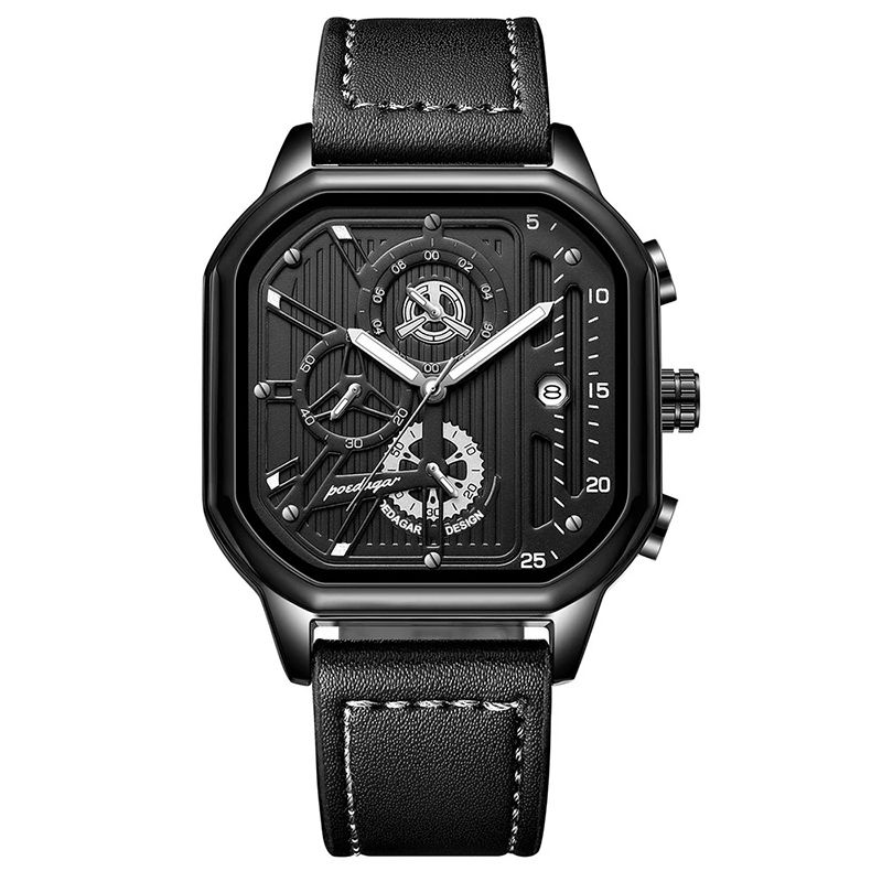 New Luxury Casual Men's Quartz Watch Chronograph Date Waterproof Luminous Leather Man Watches Military Sports Men Watch