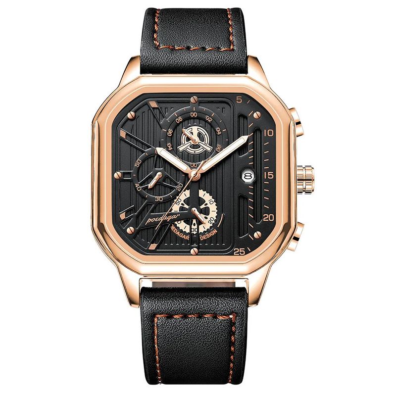 New Luxury Casual Men's Quartz Watch Chronograph Date Waterproof Luminous Leather Man Watches Military Sports Men Watch