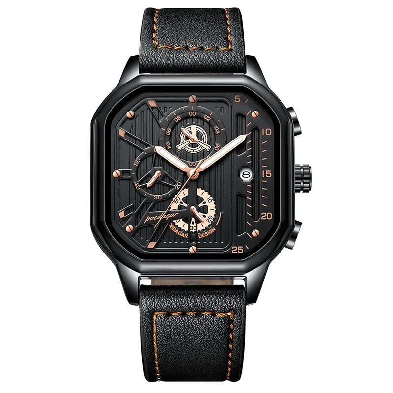 New Luxury Casual Men's Quartz Watch Chronograph Date Waterproof Luminous Leather Man Watches Military Sports Men Watch
