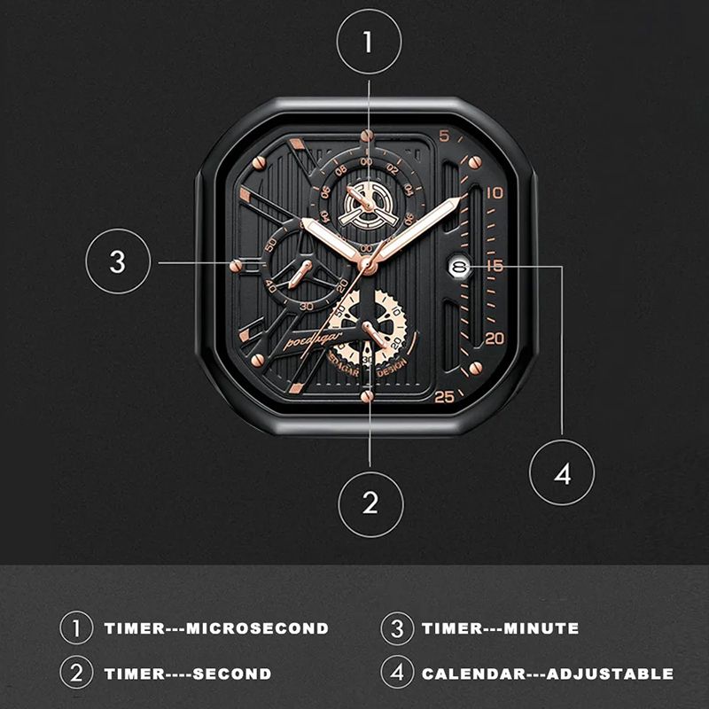 New Luxury Casual Men's Quartz Watch Chronograph Date Waterproof Luminous Leather Man Watches Military Sports Men Watch