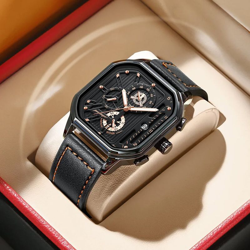 New Luxury Casual Men's Quartz Watch Chronograph Date Waterproof Luminous Leather Man Watches Military Sports Men Watch
