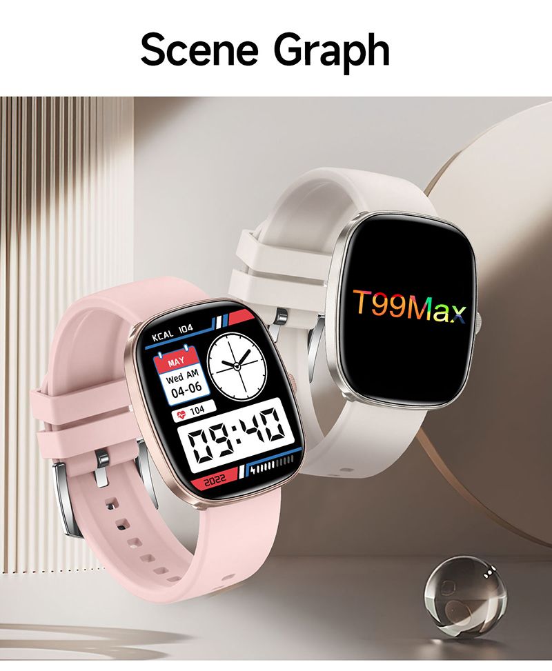 T99Max Smart Watch Full Touch Screen Heart Rate/Blood Pressure/Blood Oxyge Monitor Smart Bracelet Wristband IP68 Waterproof Smartwatch Bluetooth Talk Sports Fitness Watch With Multiple Sports Modes