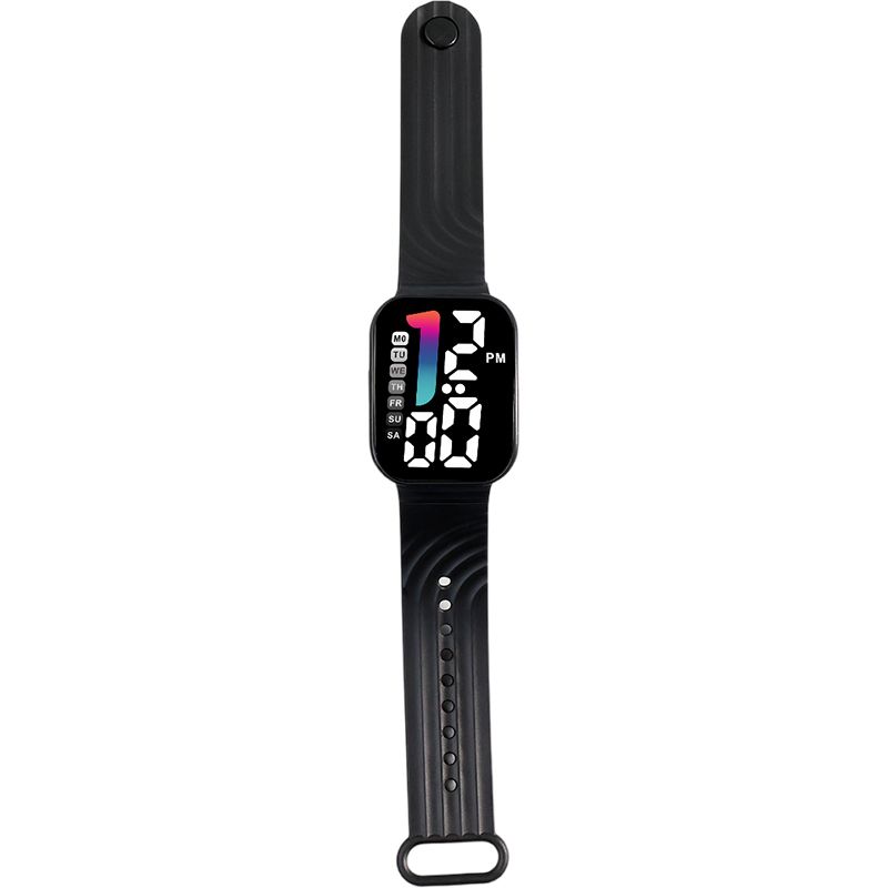 LED Sports Watches Digital Watch Fashion Square Luminous Clock With Week Electronic Watch Casual Silicone Wristwatches For Men Women And Students