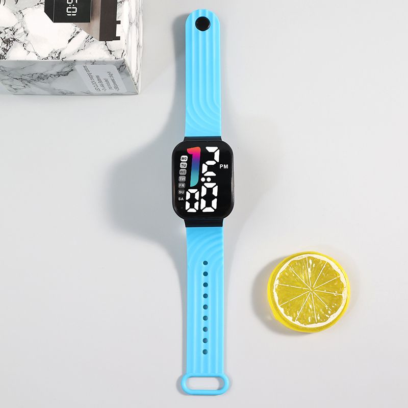 LED Sports Watches Digital Watch Fashion Square Luminous Clock With Week Electronic Watch Casual Silicone Wristwatches For Men Women And Students