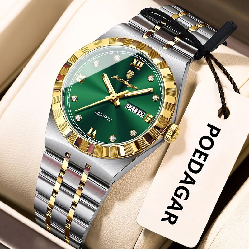 POEDAGAR Wrist Watches Luxury Original Ladies Watch Luminous Waterproof Week Date Woman Wristwatch Stainless Steel Women Quartz Watches Female