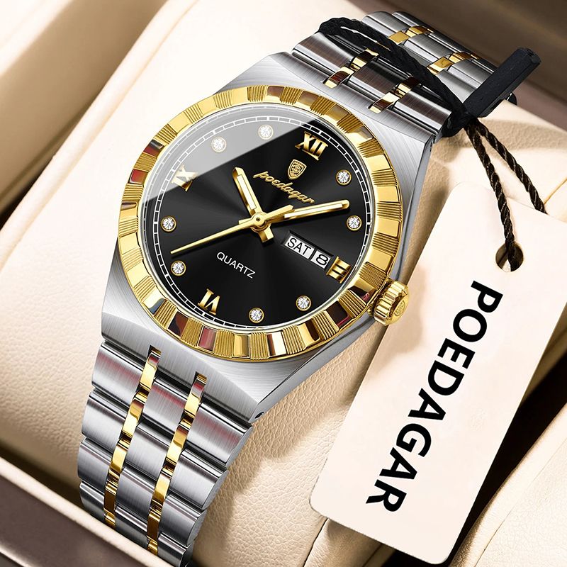 POEDAGAR Wrist Watches Luxury Original Ladies Watch Luminous Waterproof Week Date Woman Wristwatch Stainless Steel Women Quartz Watches Female