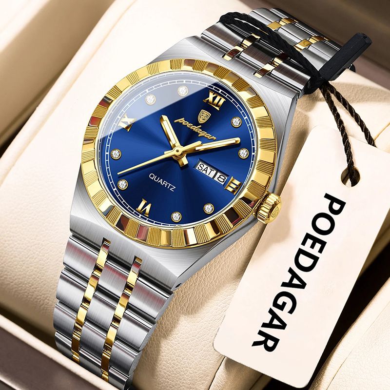 POEDAGAR Wrist Watches Luxury Original Ladies Watch Luminous Waterproof Week Date Woman Wristwatch Stainless Steel Women Quartz Watches Female
