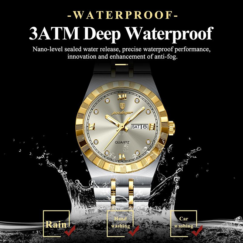 POEDAGAR Wrist Watches Luxury Original Ladies Watch Luminous Waterproof Week Date Woman Wristwatch Stainless Steel Women Quartz Watches Female