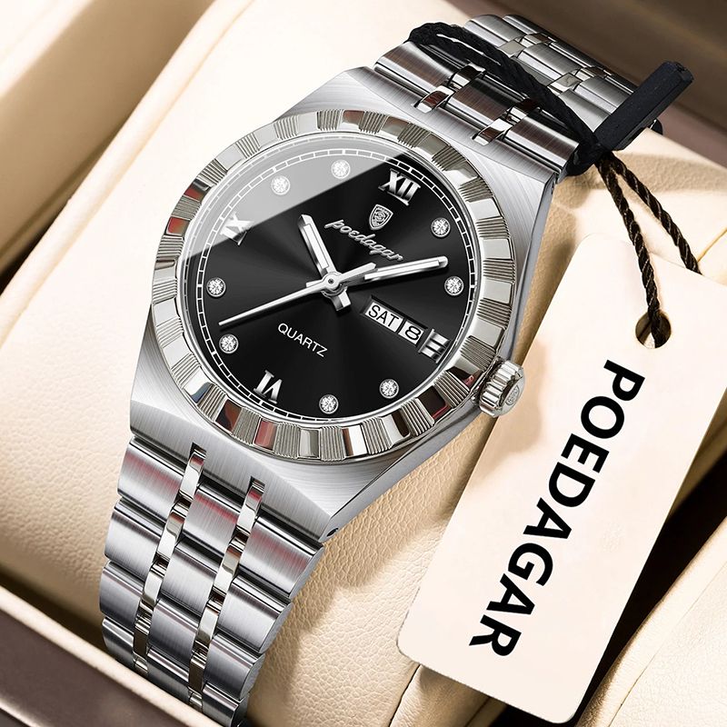 POEDAGAR Wrist Watches Luxury Original Ladies Watch Luminous Waterproof Week Date Woman Wristwatch Stainless Steel Women Quartz Watches Female