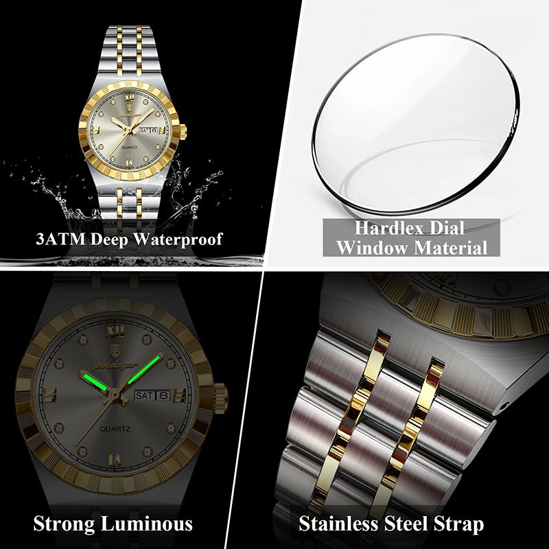 POEDAGAR Wrist Watches Luxury Original Ladies Watch Luminous Waterproof Week Date Woman Wristwatch Stainless Steel Women Quartz Watches Female