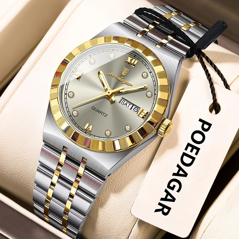 POEDAGAR Wrist Watches Luxury Original Ladies Watch Luminous Waterproof Week Date Woman Wristwatch Stainless Steel Women Quartz Watches Female